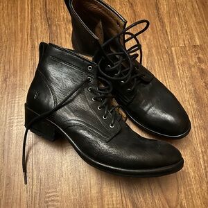 Frye Black Leather Ankle Boots
